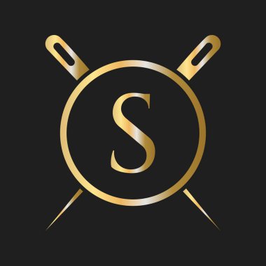 S harfinin baş harfi Terzi Logosu, Nakış, Tekstil, Moda, Kumaş, Kumaş Şablonu