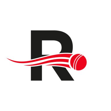 Letter R Cricket Logo Concept With Ball Icon For Cricket Club Symbol Vector Template. Cricketer Sign