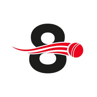 Letter 8 Cricket Logo Concept With Ball Icon For Cricket Club Symbol Vector Template. Cricketer Sign