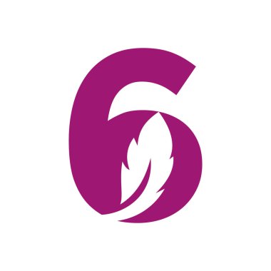 Letter 6 Bird Feather Logo Design Concept For Law Identity Vector Template
