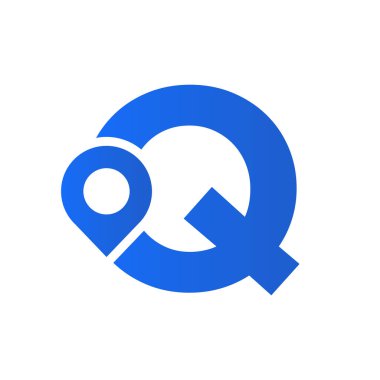 Letter Q Location Logo Design Sign. Location Icon Concept With Alphabet For Road Direction Symbol Vector Template