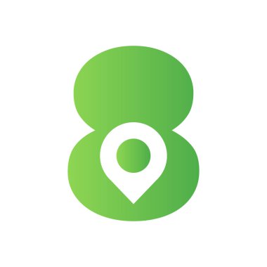 Letter 8 Location Logo Design Sign. Location Icon Concept With Alphabet For Road Direction Symbol Vector Template