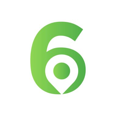 Letter 6 Location Logo Design Sign. Location Icon Concept With Alphabet For Road Direction Symbol Vector Template