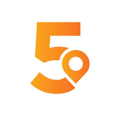 Letter 5 Location Logo Design Sign. Location Icon Concept With Alphabet For Road Direction Symbol Vector Template
