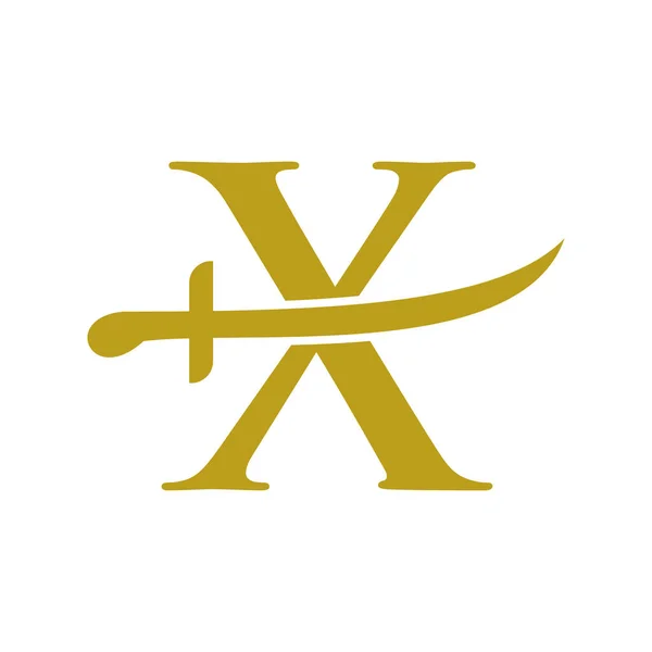 Letter Swords Logo Vector Template Swords Icon Protection Privacy Symbol — Stockový vektor