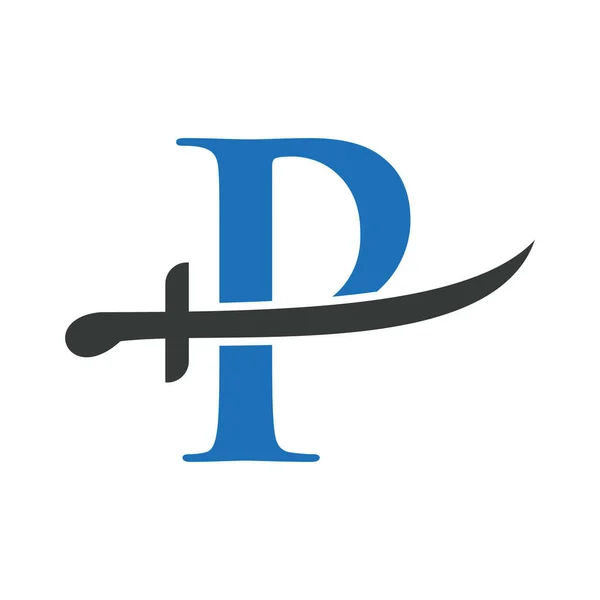 Буква Мечи Логотип Векторного Шаблона Символ Мечи Защиты Конфиденциальности — стоковый вектор