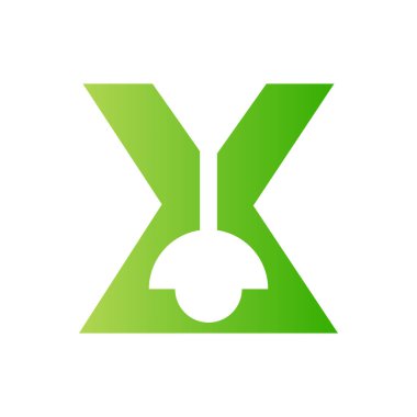 Letter X Lamp Logo Combined With Hanging Lamp Vector Template