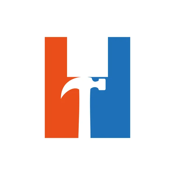 Letter Hammer Logo Concept Construction Woodworking Company Repair Symbol Vector — Stok Vektör