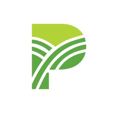 Letter P Agriculture Logo. Agro Farm Logo Based on Alphabet for Bakery, Bread, Cake, Cafe, Pastry, Home Industries Business Identity