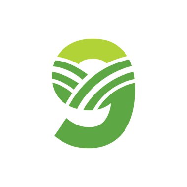 Letter 9 Agriculture Logo. Agro Farm Logo Based on Alphabet for Bakery, Bread, Cake, Cafe, Pastry, Home Industries Business Identity