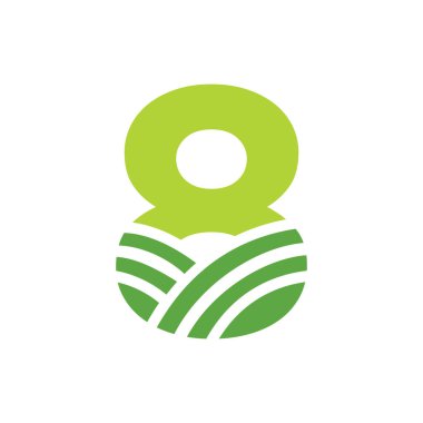 Letter 8 Agriculture Logo. Agro Farm Logo Based on Alphabet for Bakery, Bread, Cake, Cafe, Pastry, Home Industries Business Identity