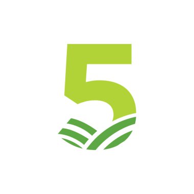 Letter 5 Agriculture Logo. Agro Farm Logo Based on Alphabet for Bakery, Bread, Cake, Cafe, Pastry, Home Industries Business Identity