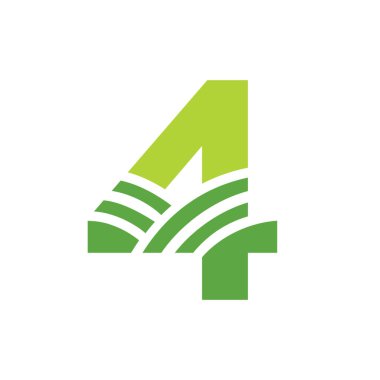 Letter 4 Agriculture Logo. Agro Farm Logo Based on Alphabet for Bakery, Bread, Cake, Cafe, Pastry, Home Industries Business Identity