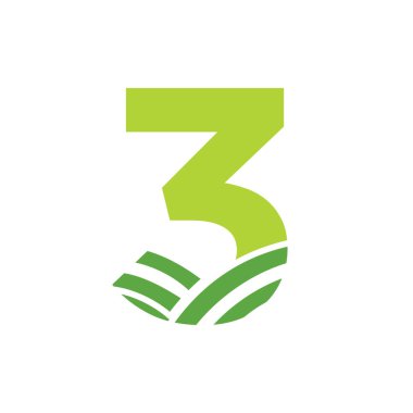 Letter 3 Agriculture Logo. Agro Farm Logo Based on Alphabet for Bakery, Bread, Cake, Cafe, Pastry, Home Industries Business Identity