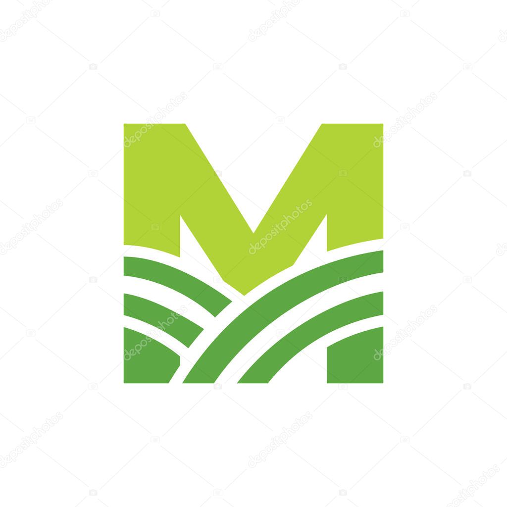 Letter M Agriculture Logo. Agro Farm Logo Based on Alphabet for Bakery, Bread, Cake, Cafe, Pastry, Home Industries Business Identity