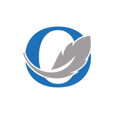 Letter O Feather Logo Design Combined With Bird Feather Wine For Attorney, Law Symbol