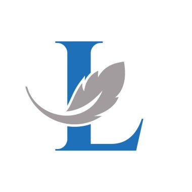 Letter L Feather Logo Design Combined With Bird Feather Wine For Attorney, Law Symbol
