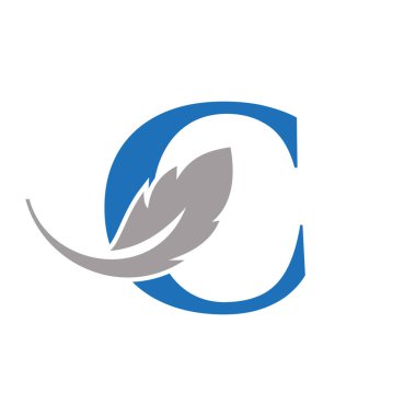 Letter C Feather Logo Design Combined With Bird Feather Wine For Attorney, Law Symbol