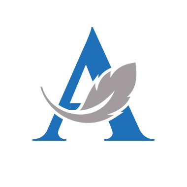 Letter A Feather Logo Design Combined With Bird Feather Wine For Attorney, Law Symbol