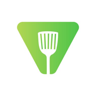 Letter V Kitchen Spatula Logo. Kitchen Logo Design Combined With Kitchen Spatula For Restaurant Symbol