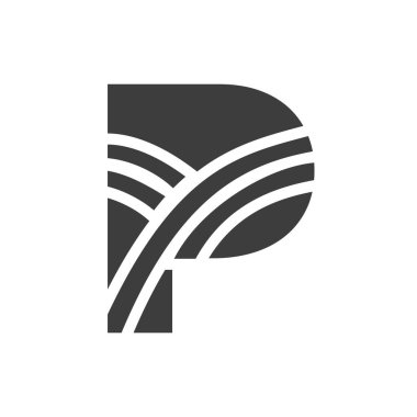 Agriculture Logo On Letter P Concept. Farm Logo Based on Alphabet for Bakery, Bread, Pastry, Home Industries Business Identity