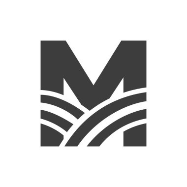 Agriculture Logo On Letter M Concept. Farm Logo Based on Alphabet for Bakery, Bread, Pastry, Home Industries Business Identity