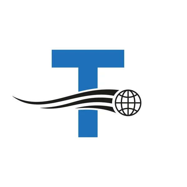 Літера Глобальний Логотип Поєднанні Глобальною Піктограмою Знак Землі Бізнесу Технологій — стоковий вектор