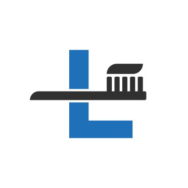 Initial Letter L Dental Logo Combine With Tooth Brush Symbol Template
