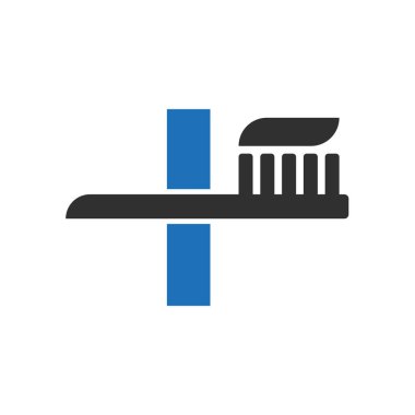 Initial Letter I Dental Logo Combine With Tooth Brush Symbol Template