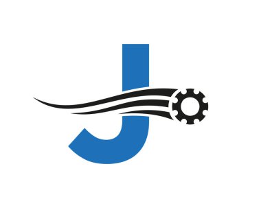 Letter J Gear Cogwheel Logo. Automotive Industrial Icon, Gear Logo, Car Repair Symbol