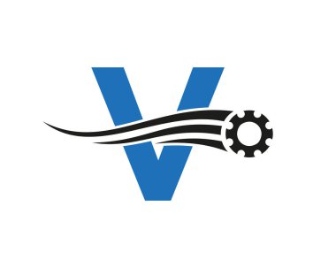 Letter V Gear Cogwheel Logo. Automotive Industrial Icon, Gear Logo, Car Repair Symbol