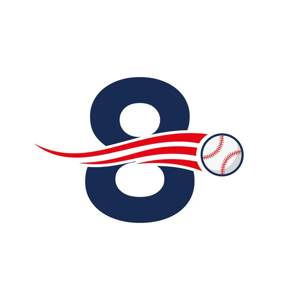 Letter Baseball Logo Concept Moving Baseball Icon Vector Template — Vetor de Stock