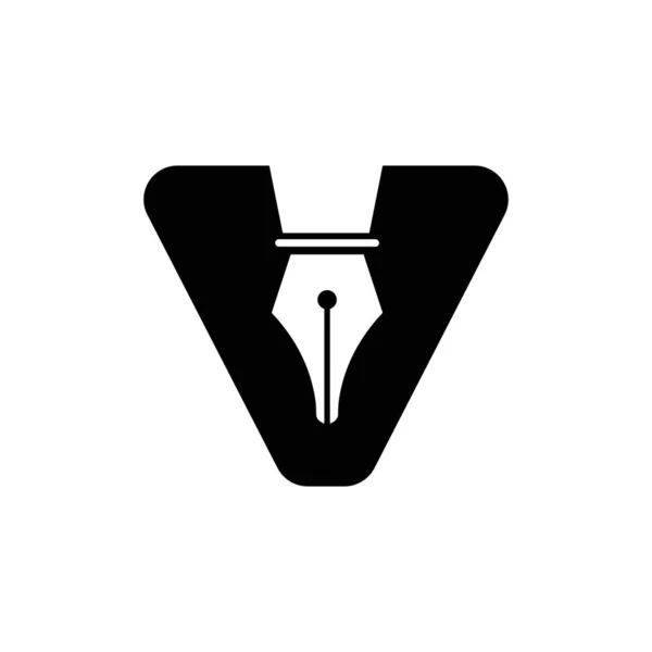 Initial Letter Pen Nib Icon Education Logo Law Symbol Vector — 스톡 벡터