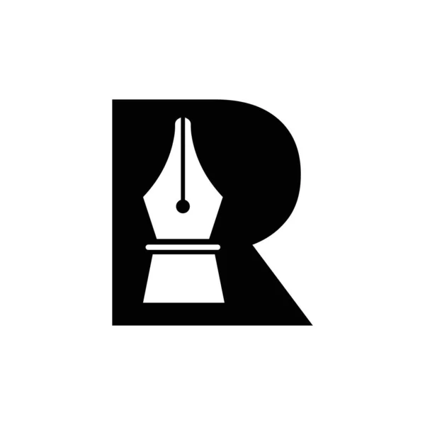Initial Letter Pen Nib Icon Education Logo Law Symbol Vector — ストックベクタ