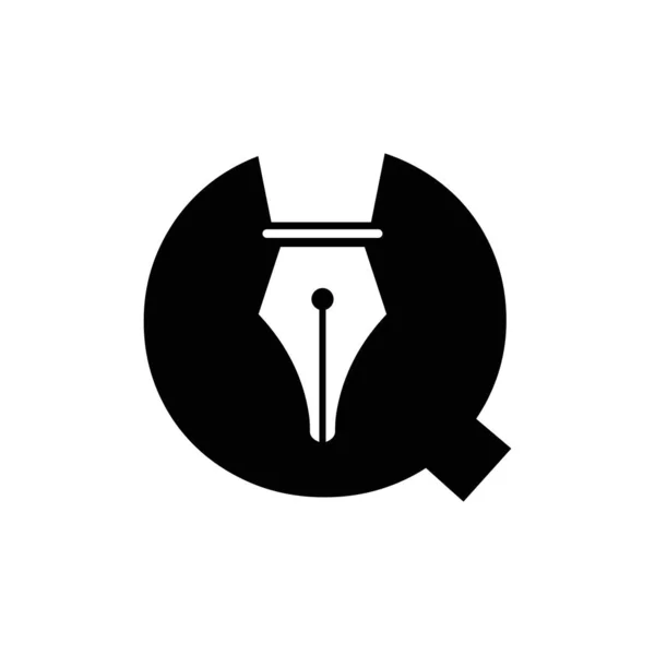 Initial Letter Pen Nib Icon Education Logo Law Symbol Vector — Vetor de Stock