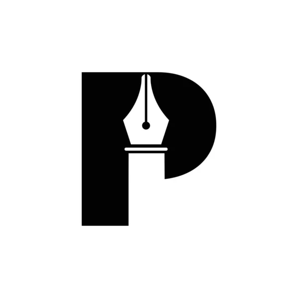 Початкова Літера Pen Nib Значок Освіти Логотип Закон Символ Векторний — стоковий вектор