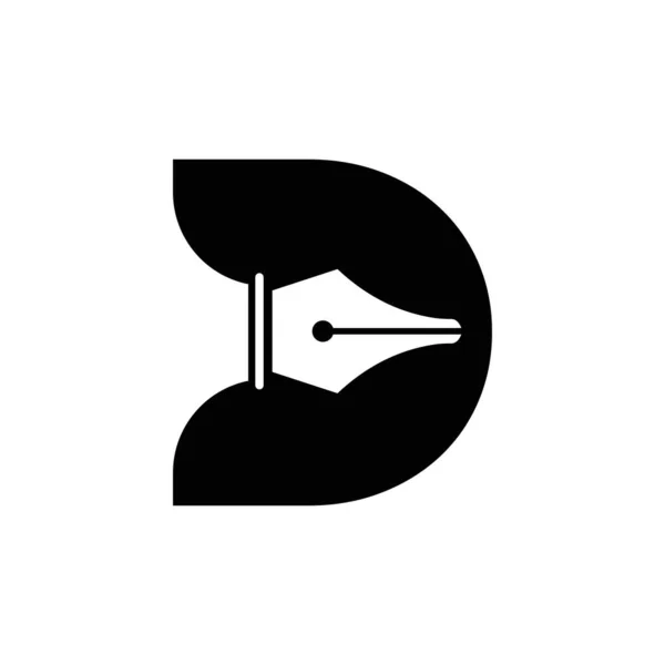 Initial Letter Pen Nib Icon Education Logo Law Symbol Vector — Διανυσματικό Αρχείο