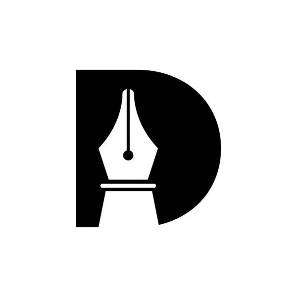 Initial Letter Pen Nib Icon Education Logo Law Symbol Vector — Διανυσματικό Αρχείο