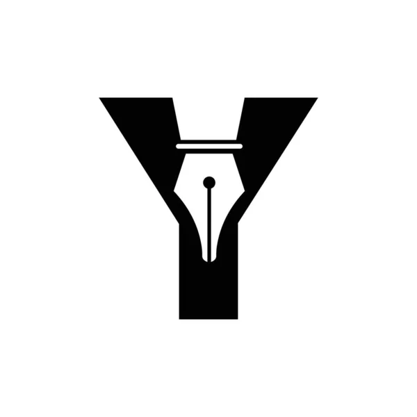 Initial Letter Pen Nib Icon Education Logo Law Symbol Vector — Wektor stockowy