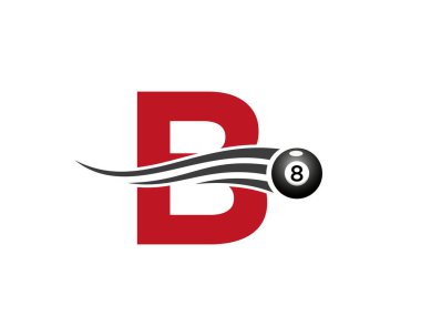 Harf B Bilardo ya da Bilardo Oyun Logosu Bilardo Odası Tasarımı ya da 8 Bilardo Kulübü Sembol Vektör Şablonu