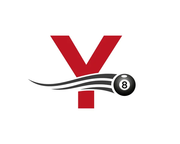 Brief Biljart Pool Game Logo Ontwerp Voor Biljartkamer Ball Pool — Stockvector