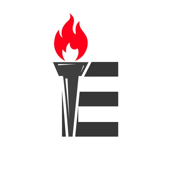 Початкова Літера Пожежний Факел Концепція Вогнем Факелом Векторний Символ — стоковий вектор