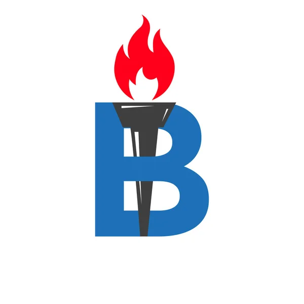 Початкова Літера Пожежна Концепція Факела Вогнем Факелом Векторний Символ — стоковий вектор