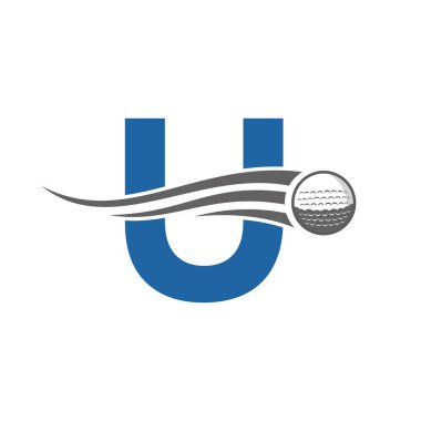 U Golf Logosu Sembolü. Hokey Tasarımı Temelli Alfabe Vektör Şablonu