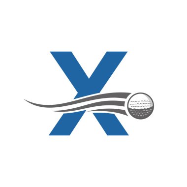 X harfi Golf Logosu Sembolü. Hokey Tasarımı Temelli Alfabe Vektör Şablonu