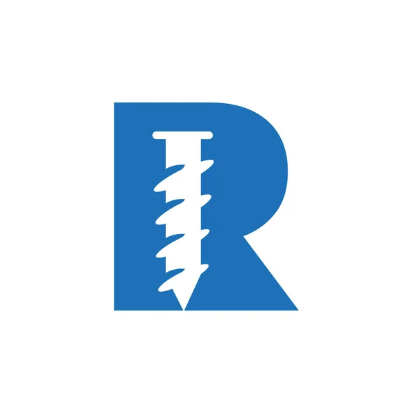 Plantilla Logotipo Tornillo Letra Para Diseño Símbolos Hierro Construcción — Vector de stock