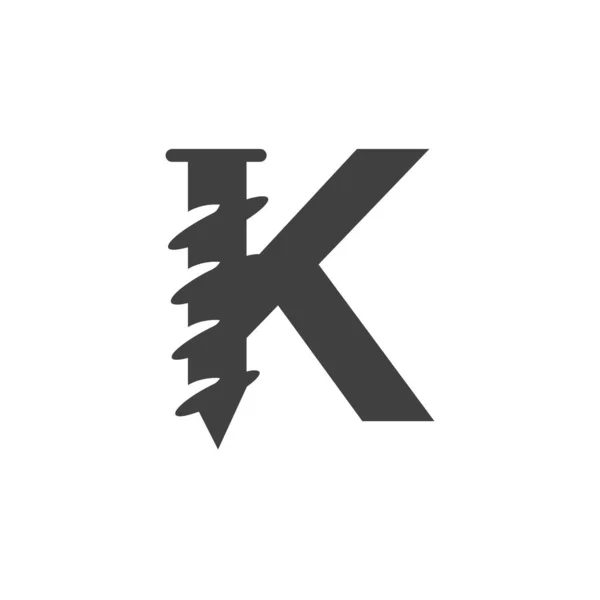 用于建筑铁匠符号设计的字母K螺杆标志模板 — 图库矢量图片