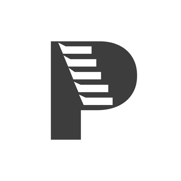 頭文字P階段ロゴ ステップロゴシンボルアルファベットベクトルテンプレート — ストックベクタ