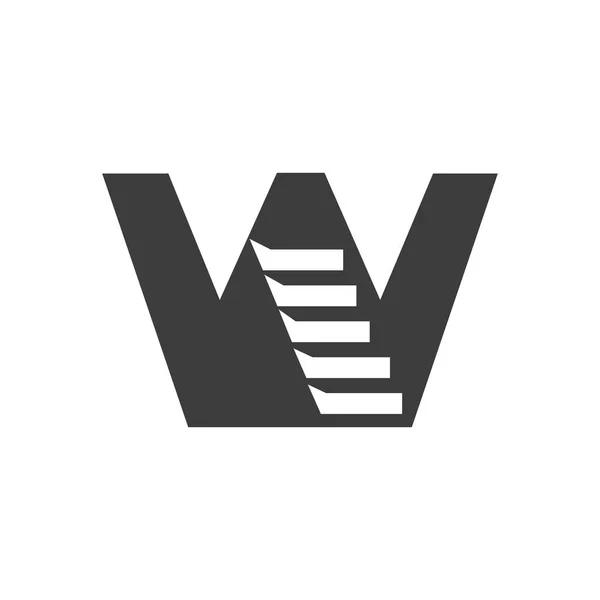 Initial Letter W Stair Logo. Step Logo Symbol Alphabet Based Vector Template