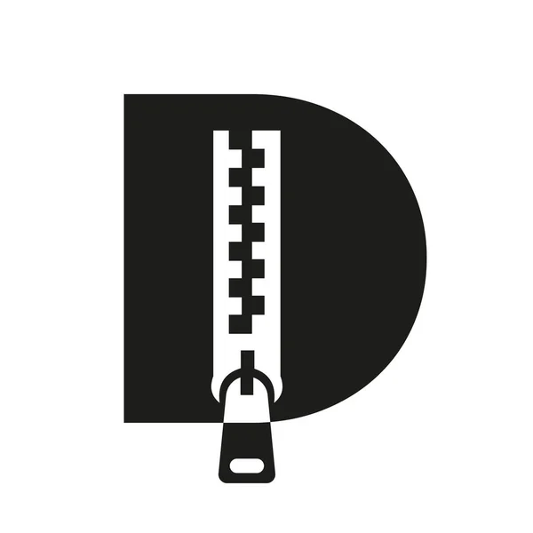 Logo Iniziale Della Chiusura Lampo Della Lettera Panno Modo Ricamo — Vettoriale Stock